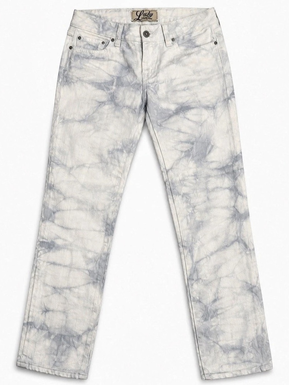 Lucky Brand Jeans Straight Leg in White & Blue Waist 28